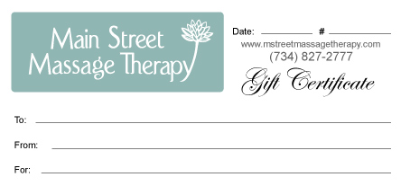 Gift Certificates Main Street Massage Therapy