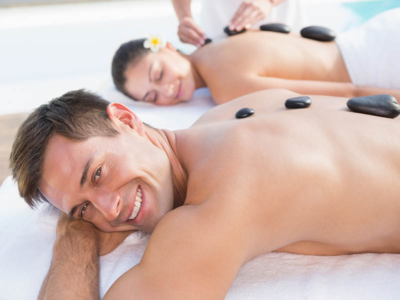 Couples massage with hot stones